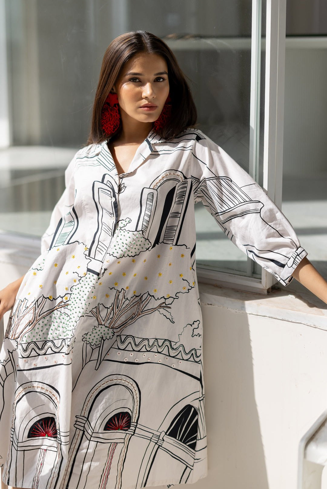 Sunlit Vistas Embroidered Dress - CiceroniDressesSilai Studio