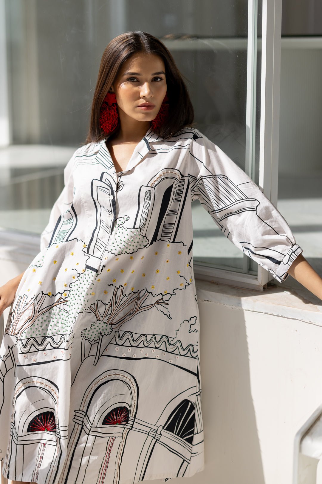 Sunlit Vistas Embroidered Dress - CiceroniDressesSilai Studio