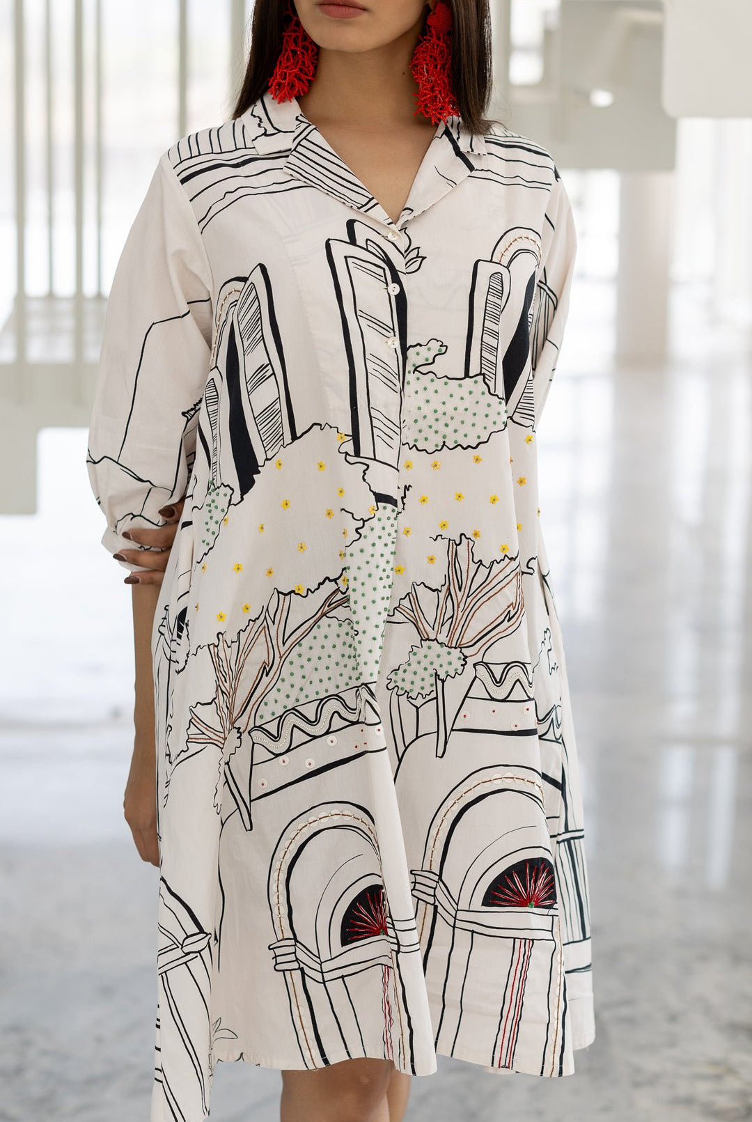 Sunlit Vistas Embroidered Dress - CiceroniDressesSilai Studio