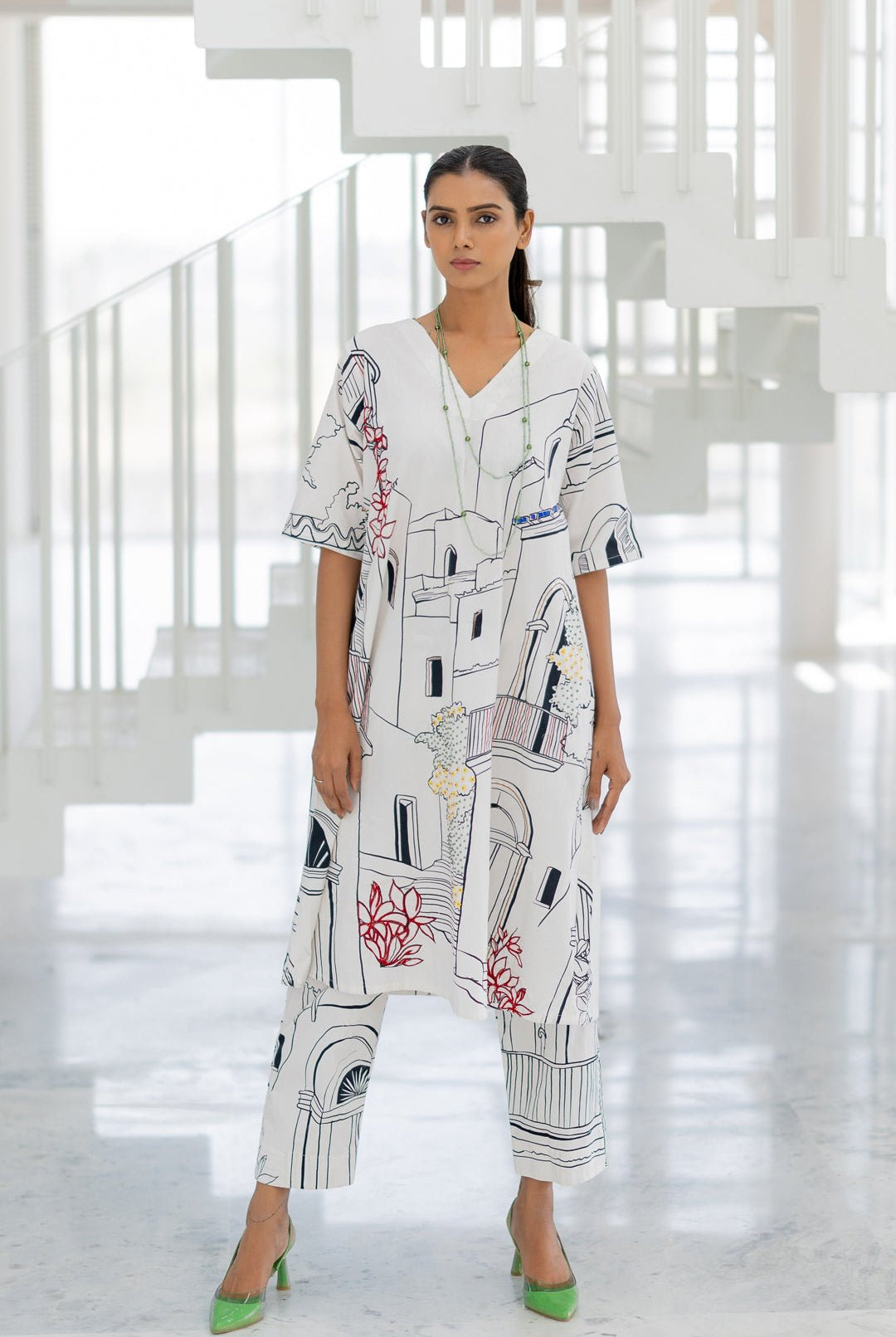 Sunlit Vistas Embroidered Kurta Set - CiceroniKurta Set, Everyday WearSilai Studio