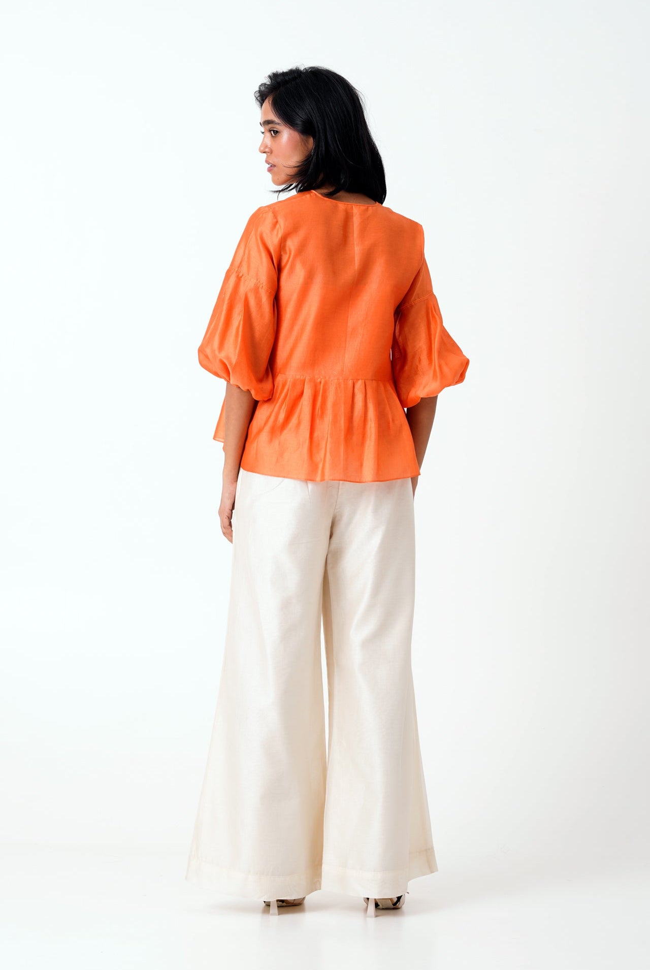 Sunset Orange Toni Set - Multi Knot Peplum Top with Slip + Pants - CiceroniCo - ord SetMadder Much