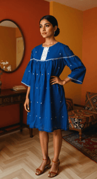 Swing Dress - Indigo 4 Ball Buti - CiceroniDressesBhomra