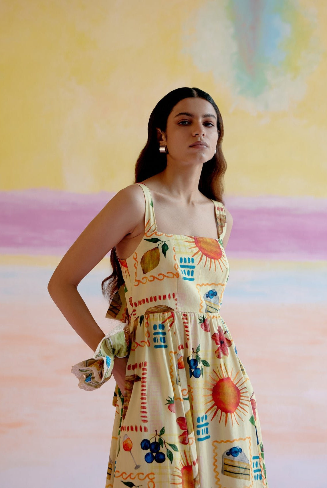 Take It Easy Maxi Dress in Aloha Print Yellow - CiceroniDressesHappi Space