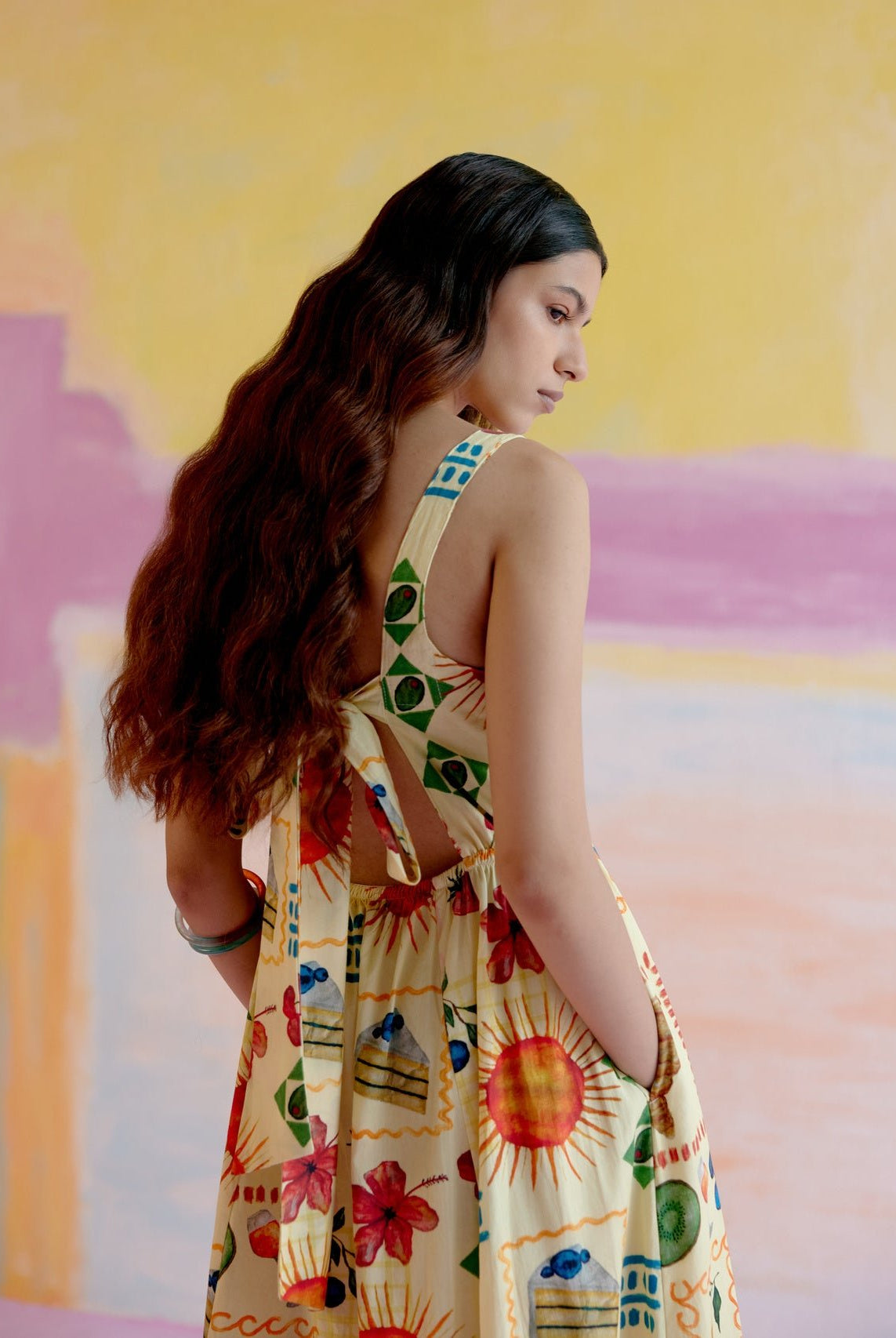 Take It Easy Maxi Dress in Aloha Print Yellow - CiceroniDressesHappi Space