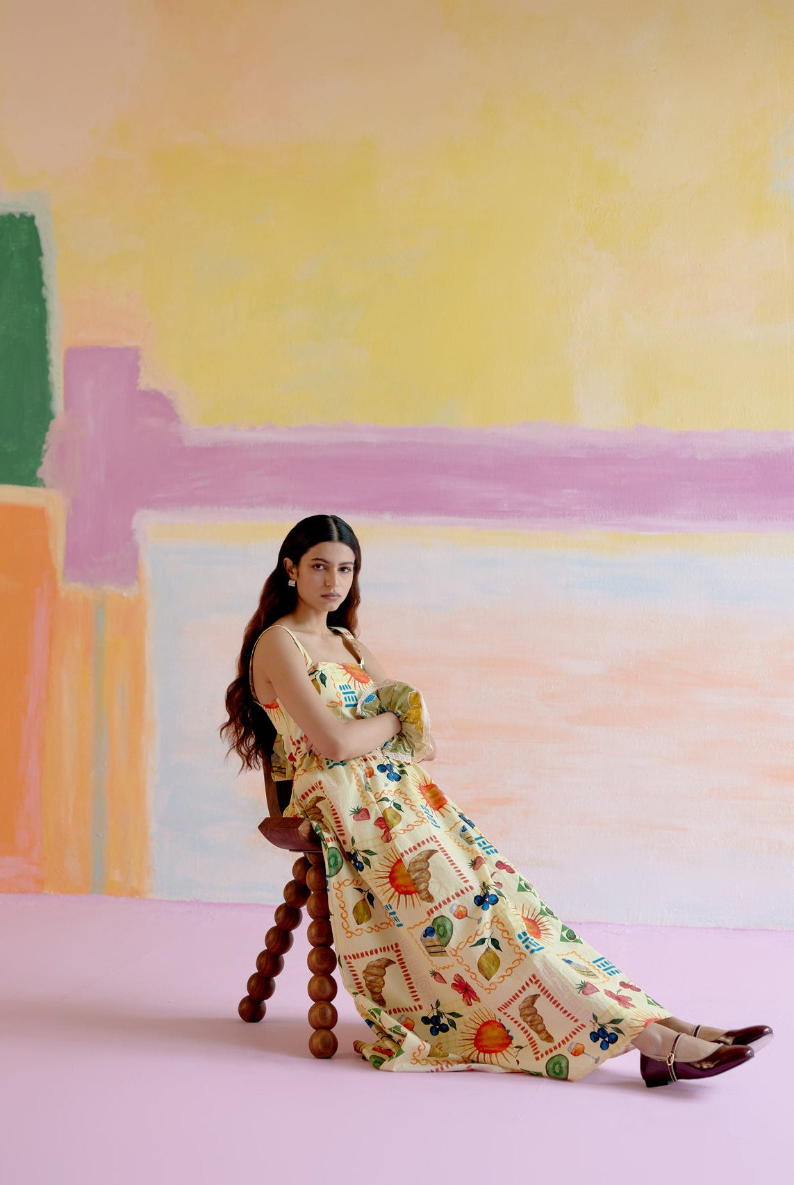 Take It Easy Maxi Dress in Aloha Print Yellow - CiceroniDressesHappi Space