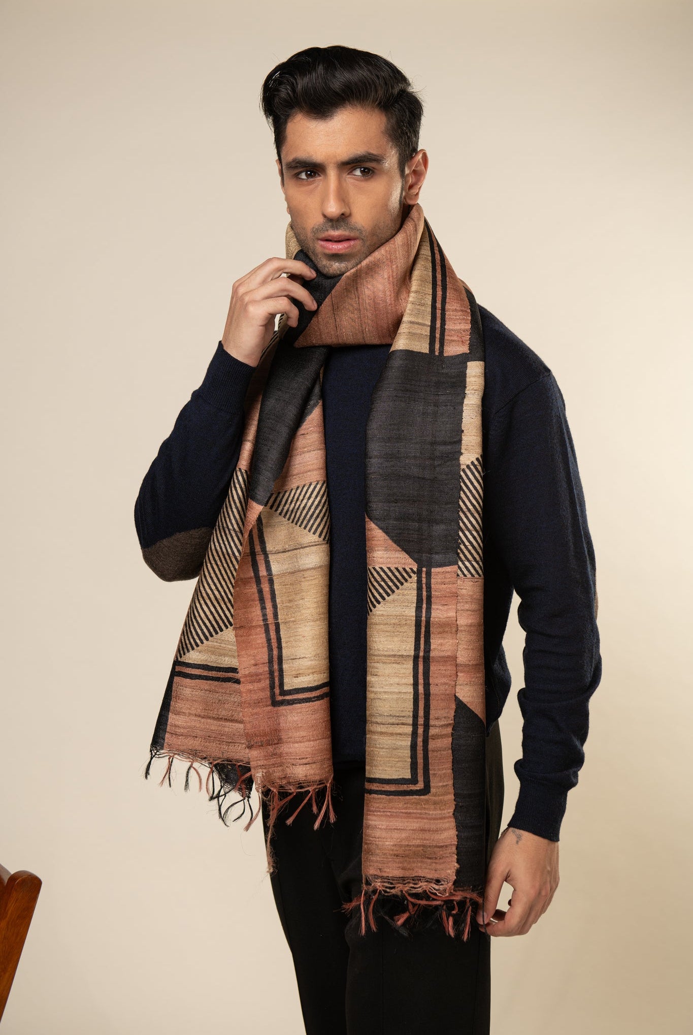 Talc Tussar Peace Silk Scarf - CiceroniMens ScarfAeshaane