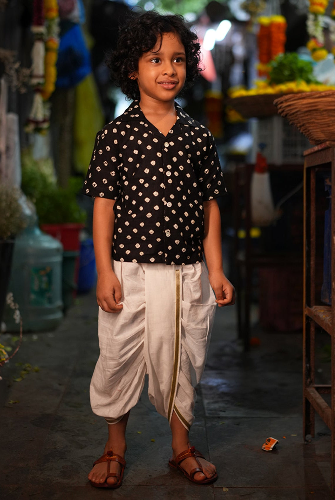 Tara Cotton Black Bandhani Half Sleeve Shirt - CiceroniKurtaLove The World Today