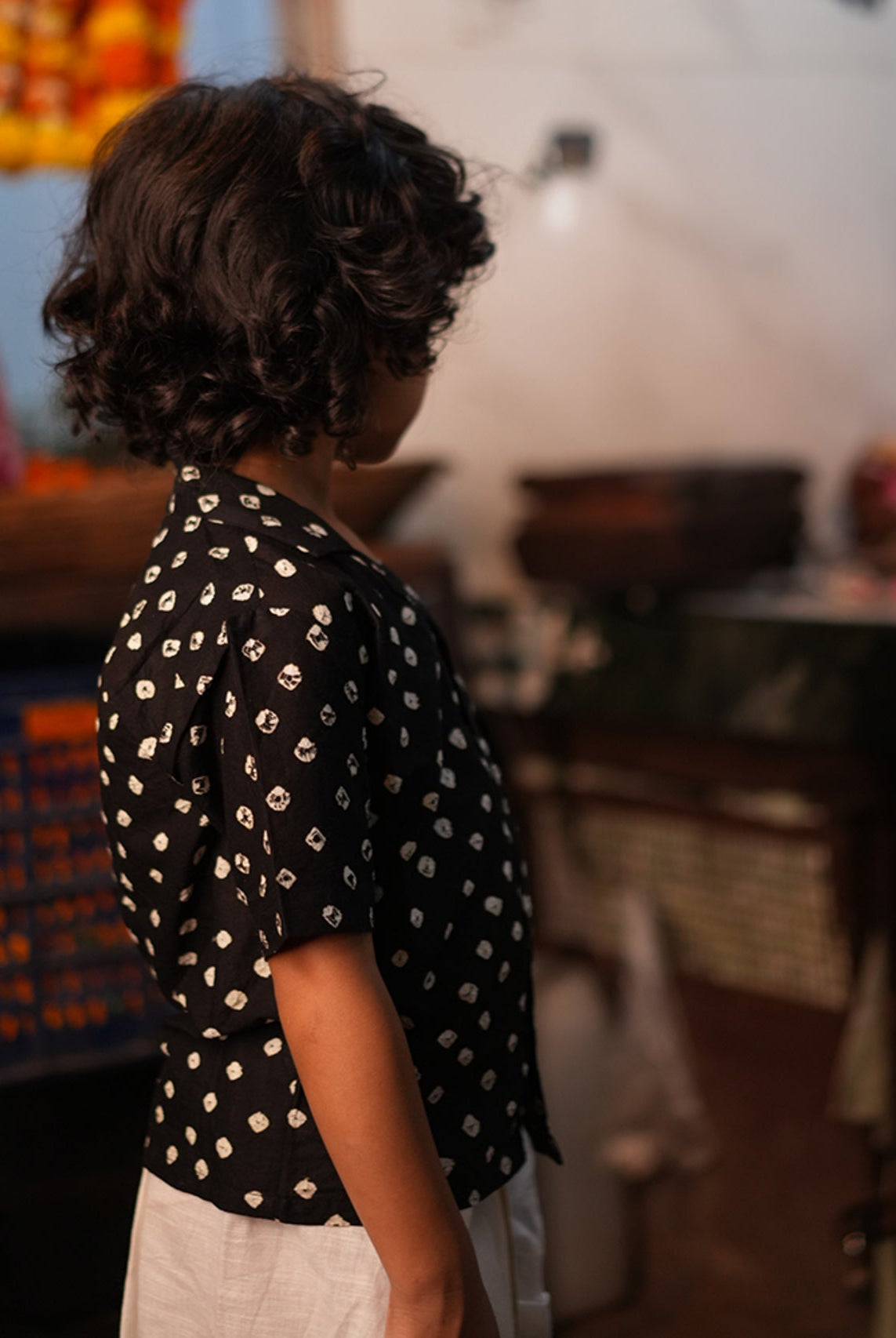 Tara Cotton Black Bandhani Half Sleeve Shirt - CiceroniKurtaLove The World Today