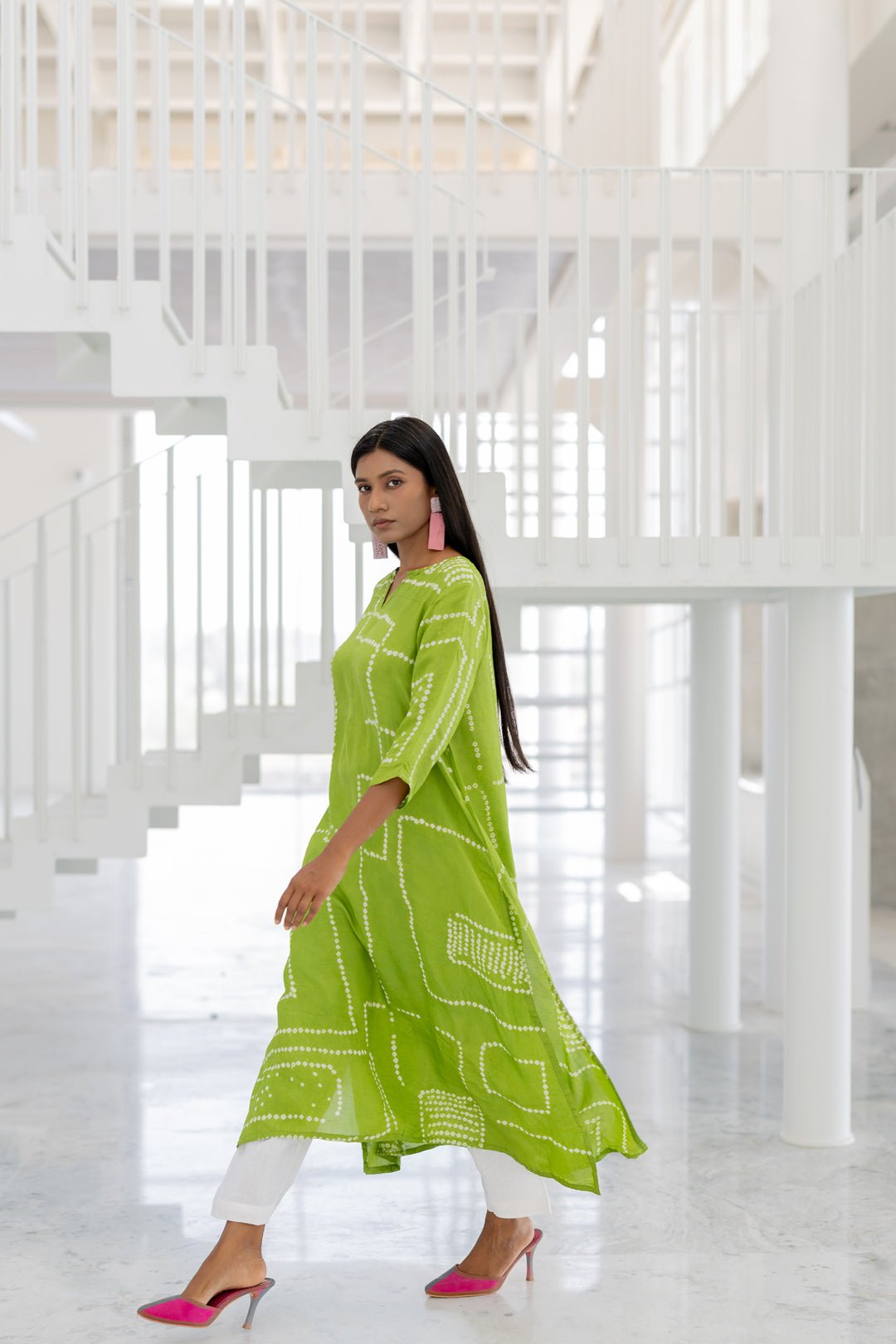 Terra Green Bandhej Silk Kurta Set - CiceroniKurta Set, Everyday WearSilai Studio