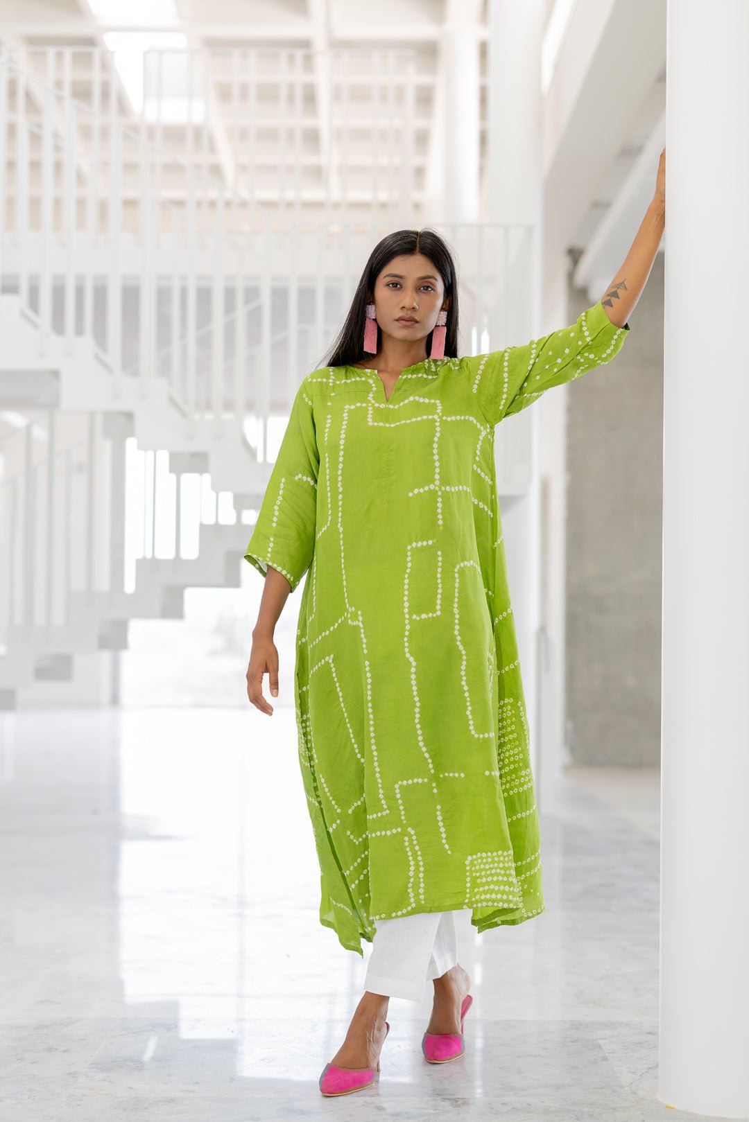 Terra Green Bandhej Silk Kurta Set - CiceroniKurta Set, Everyday WearSilai Studio