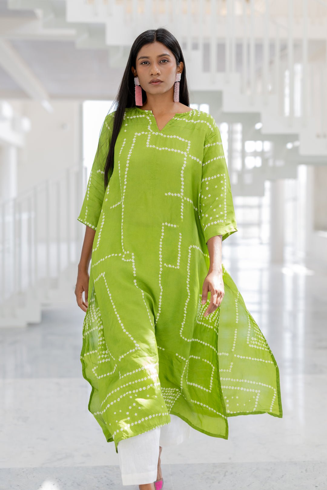 Terra Green Bandhej Silk Kurta Set - CiceroniKurta Set, Everyday WearSilai Studio