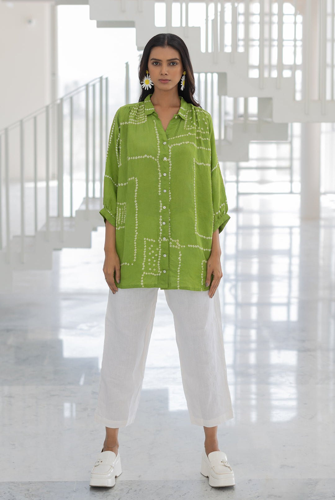 Terra Green Silk Shirt Co - ord Set - CiceroniCo - ord SetSilai Studio