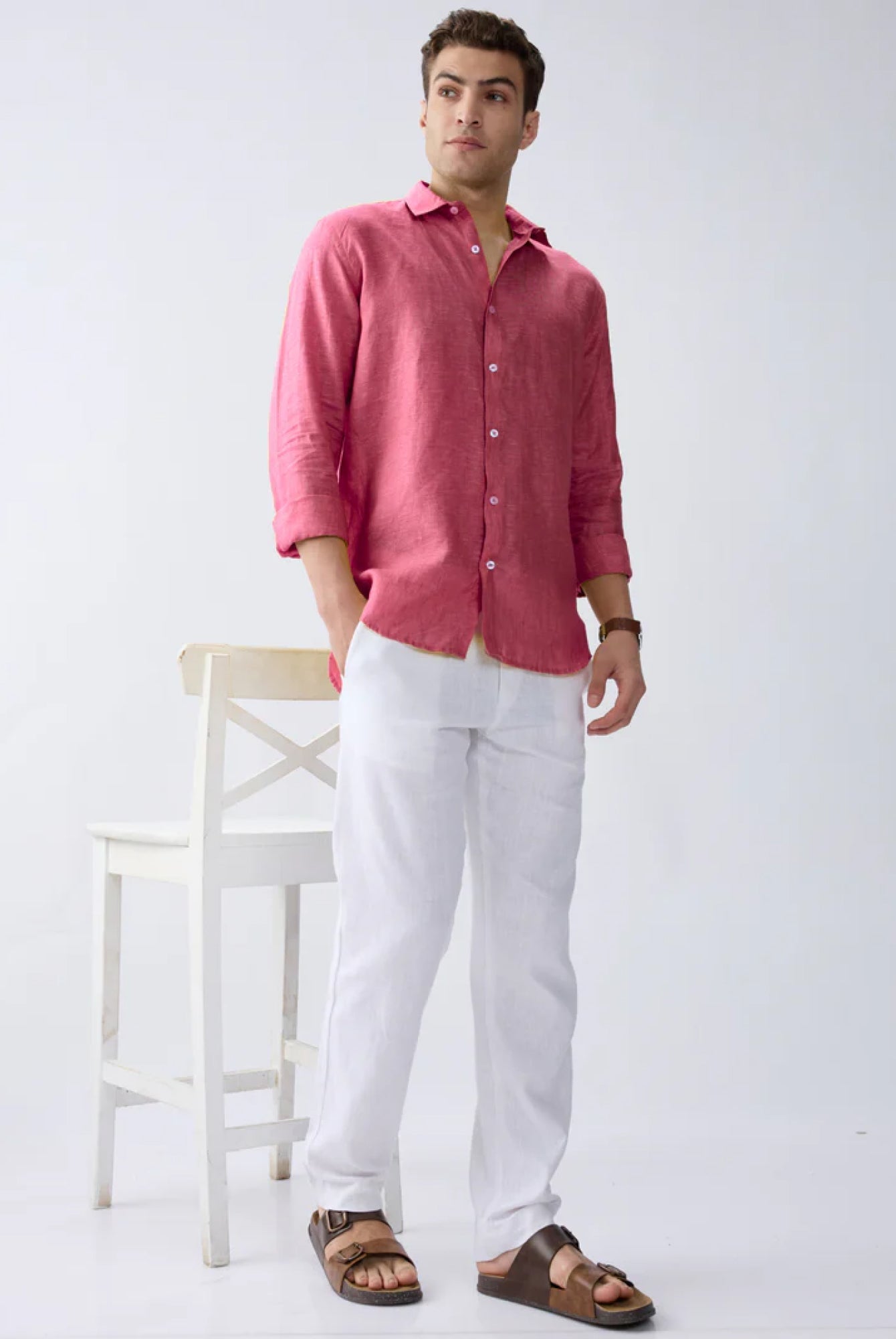Terracotta Red 100% Pure Linen Shirt - CiceroniMen Shirtsbhrāta