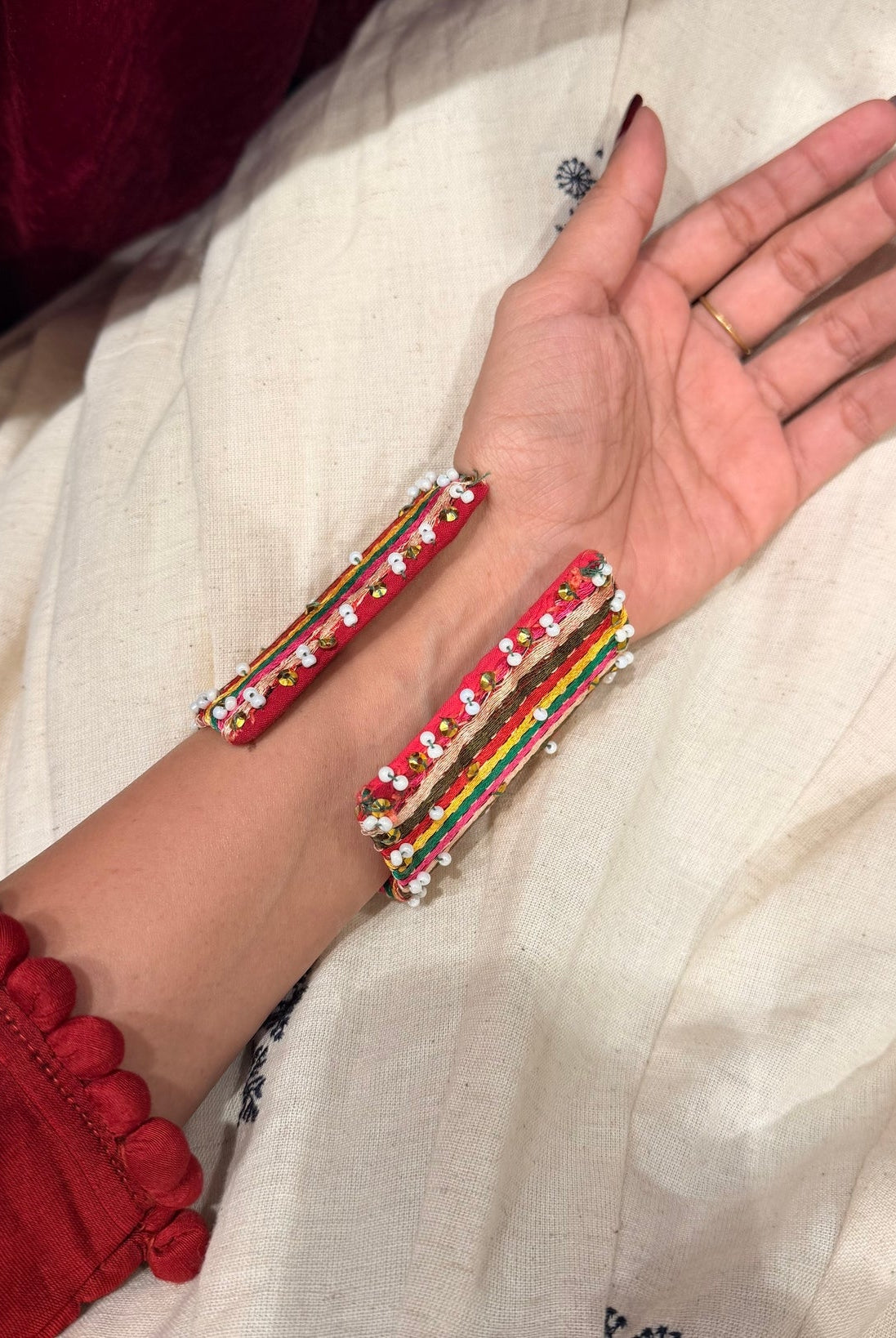 Textile Multi Color Brass Bracelet - Bright - CiceroniBraceletsBy Nirjari