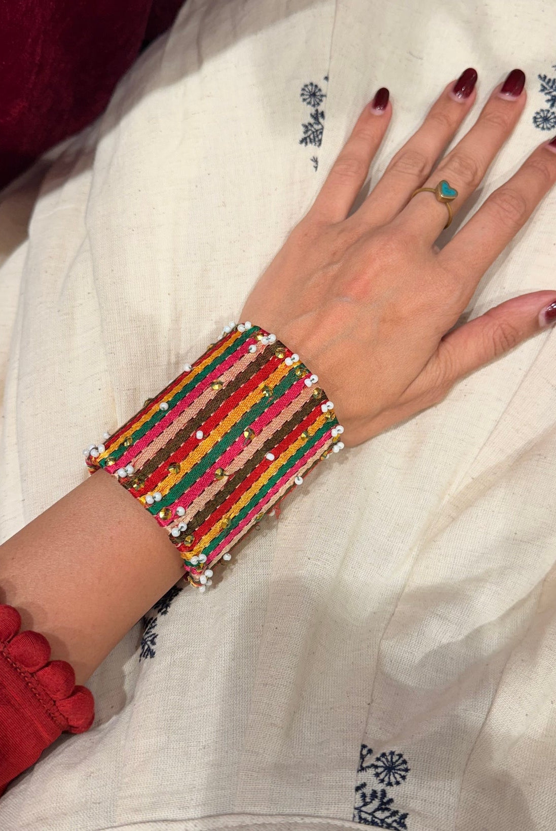 Textile Multi Color Brass Bracelet - Bright - CiceroniBraceletsBy Nirjari