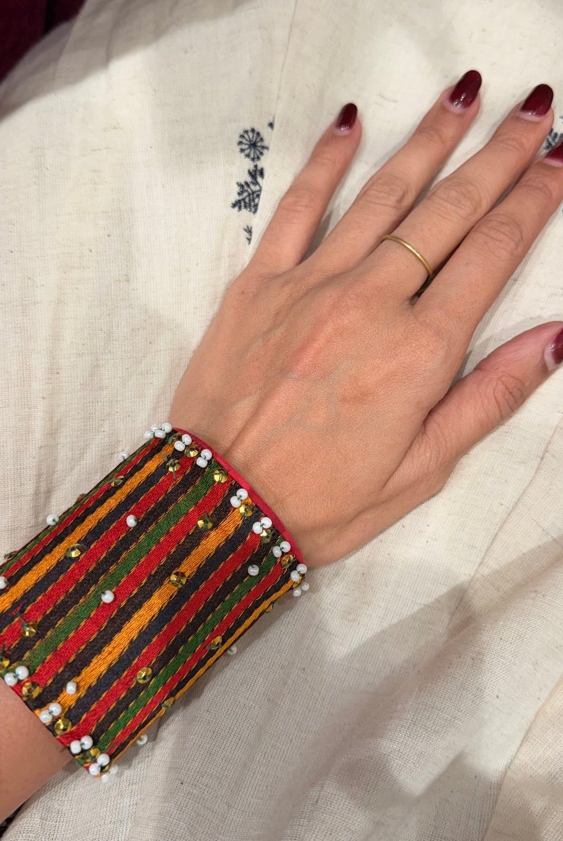 Textile Multi Color Brass Bracelet - Earthy - CiceroniBraceletsBy Nirjari