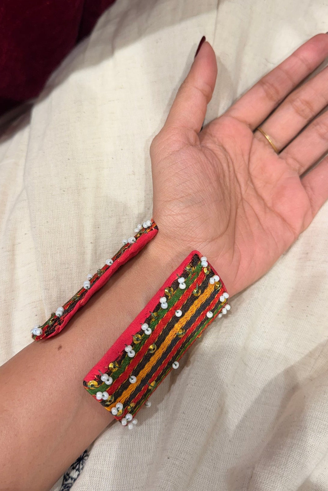 Textile Multi Color Brass Bracelet - Earthy - CiceroniBraceletsBy Nirjari