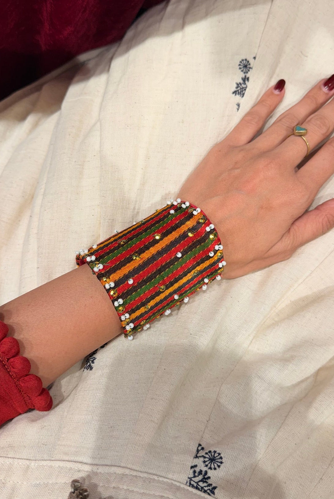 Textile Multi Color Brass Bracelet - Earthy - CiceroniBraceletsBy Nirjari
