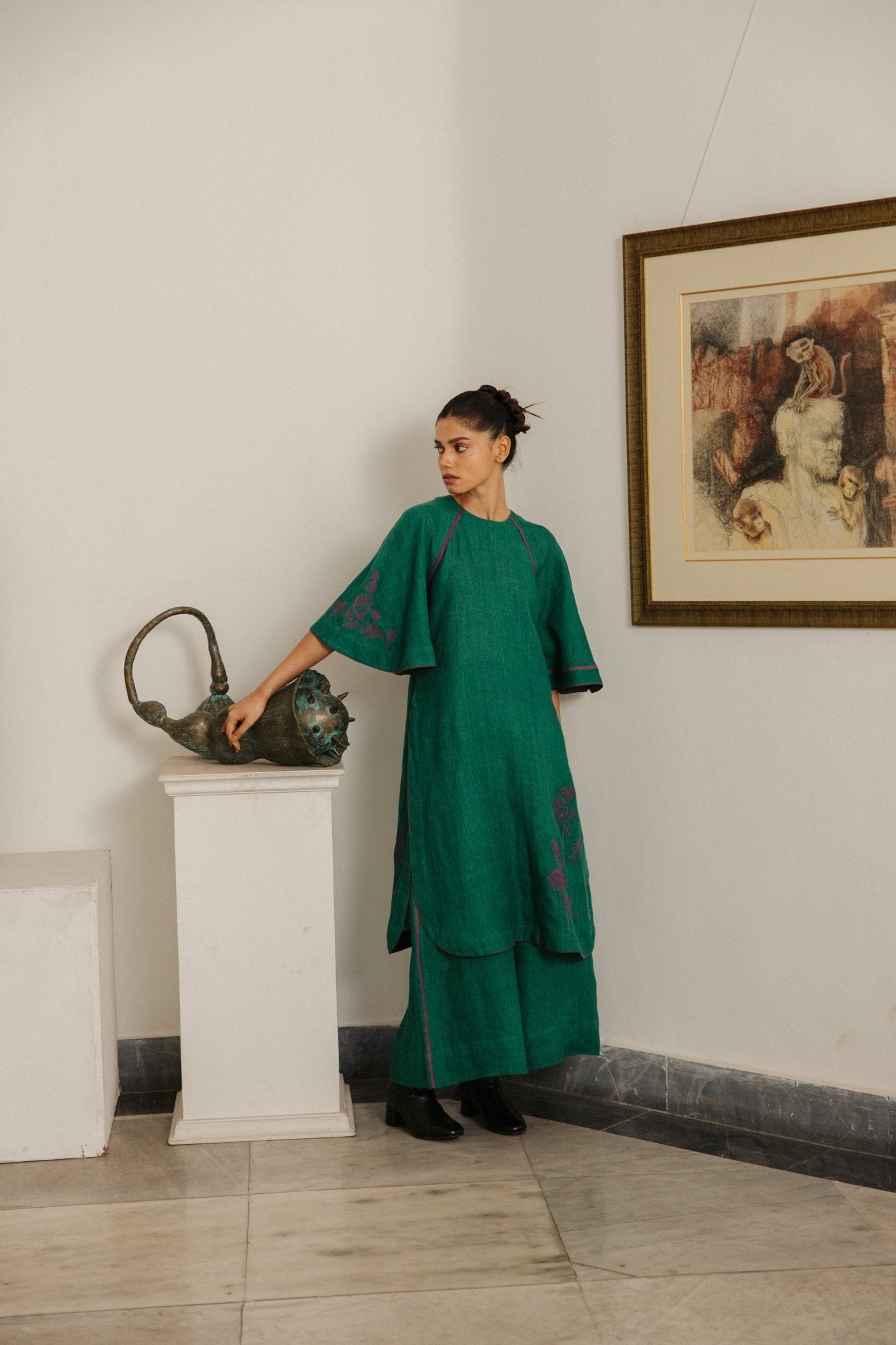 The Bell Set – Forest Green - CiceroniKurta Set, Festive WearHiranya