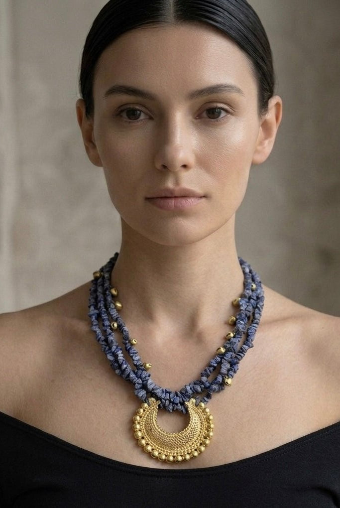 The Indigo Crescent Necklace - CiceroniNecklaceZaza by Somya