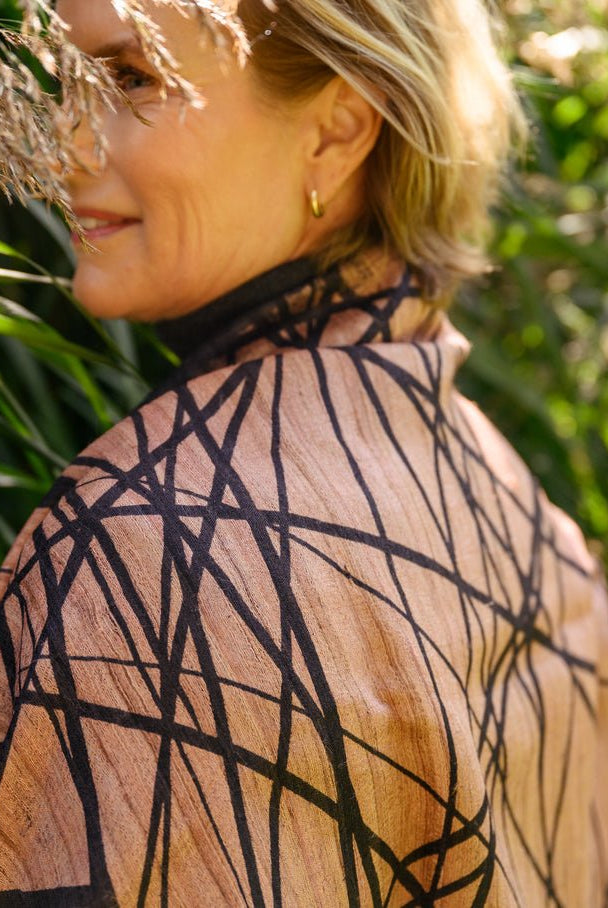 The Salmon Lattice Peace Silk Scarf - CiceroniScarfAeshaane