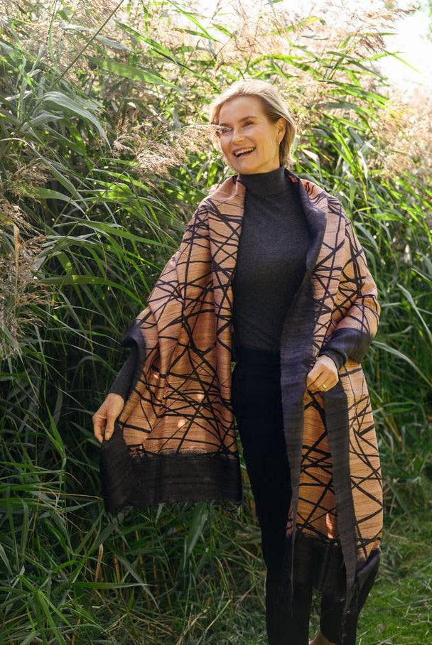 The Salmon Lattice Peace Silk Scarf - CiceroniScarfAeshaane