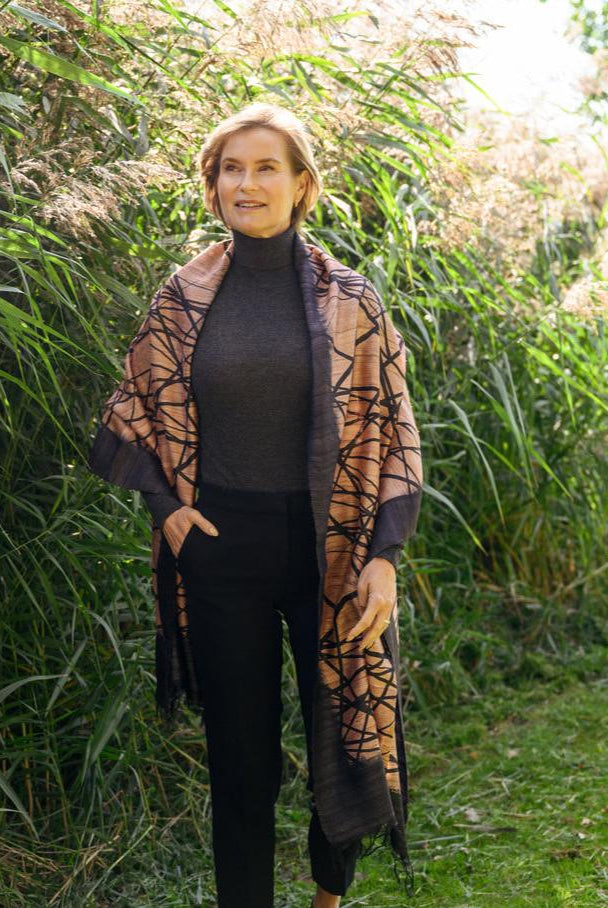 The Salmon Lattice Peace Silk Scarf - CiceroniScarfAeshaane