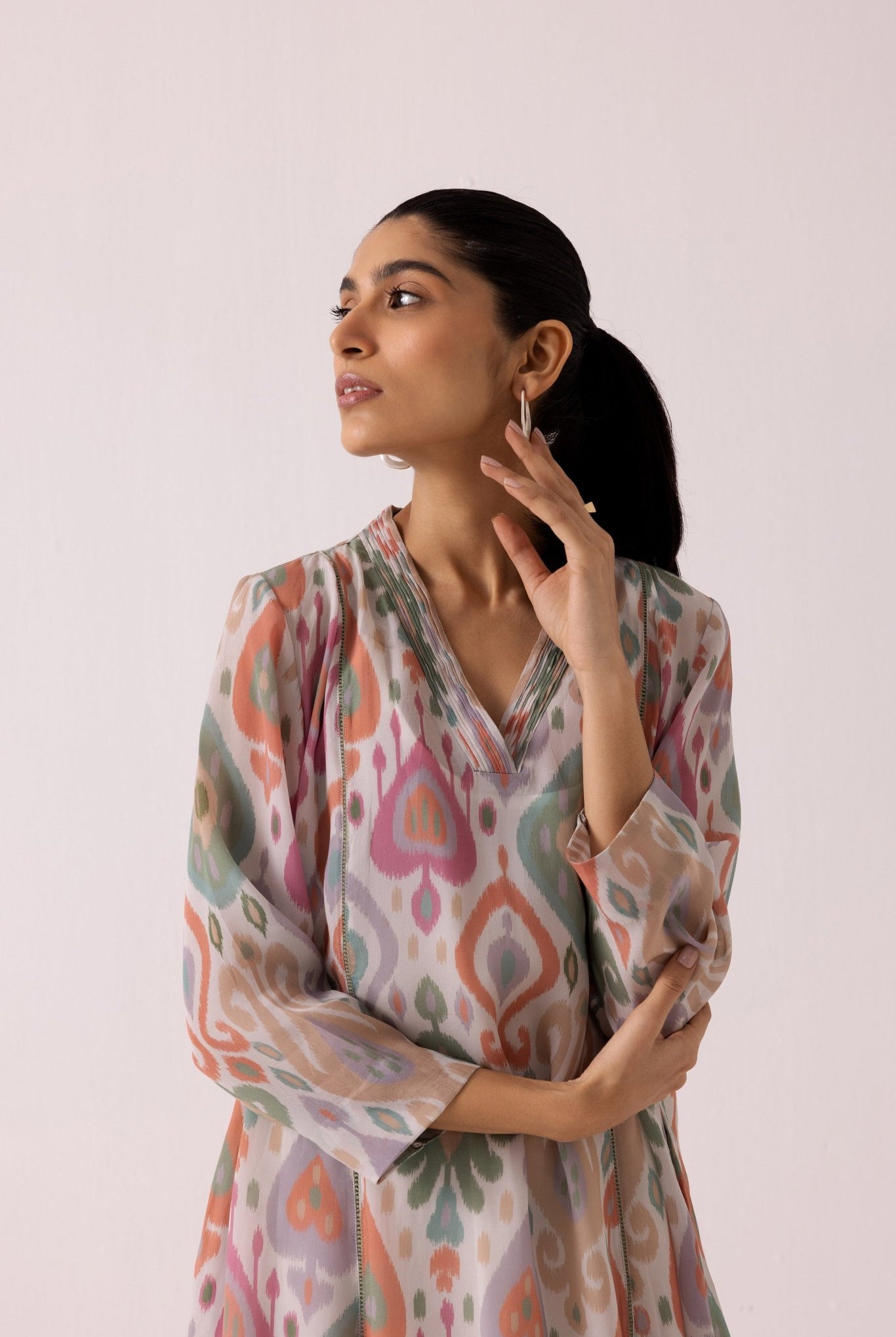 Thea Ikkat Set - Pink - CiceroniKurta SetLabel Shreya Sharma