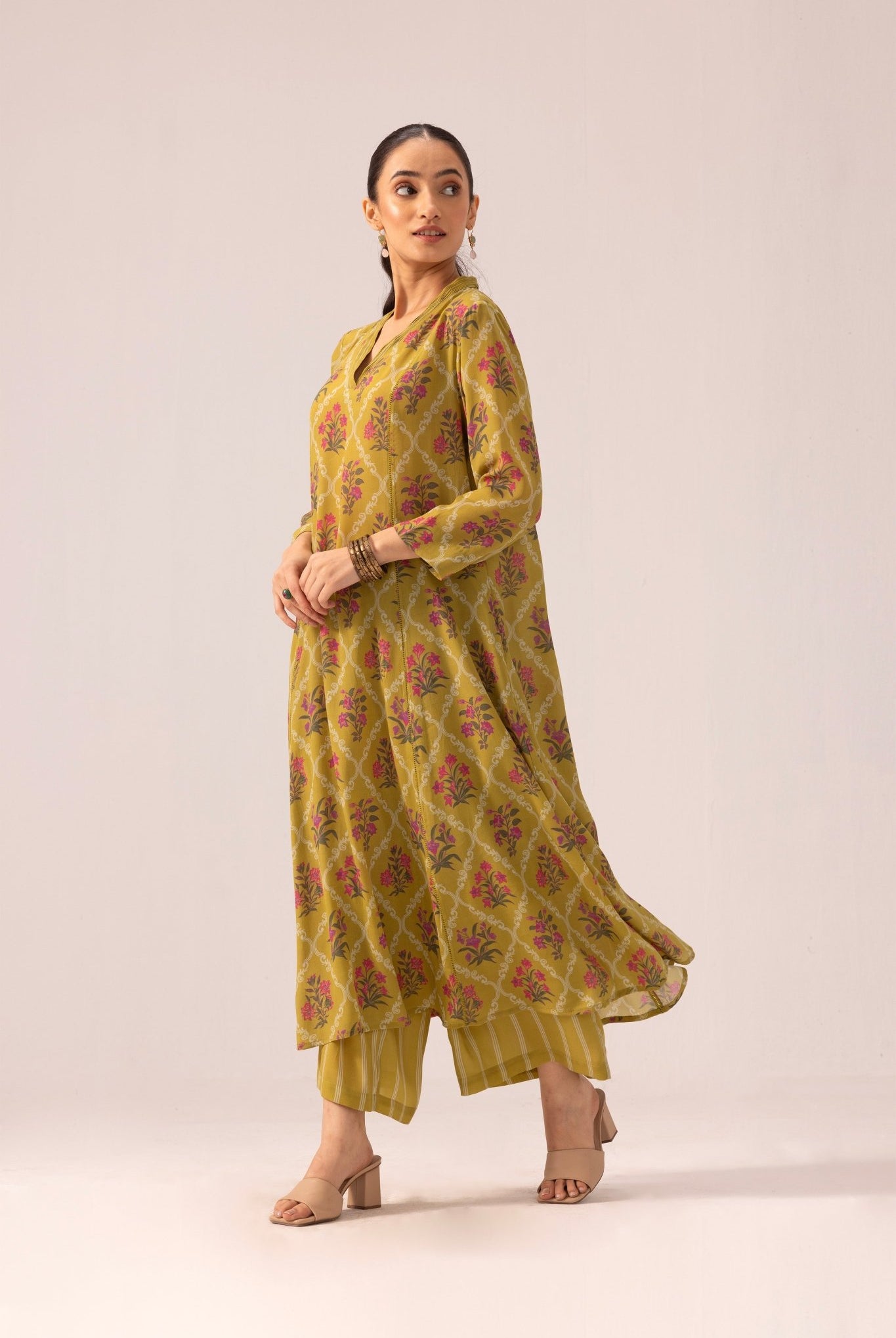 Thea Kurta Pant Set - Olive - CiceroniKurta Set, Everyday WearLabel Shreya Sharma