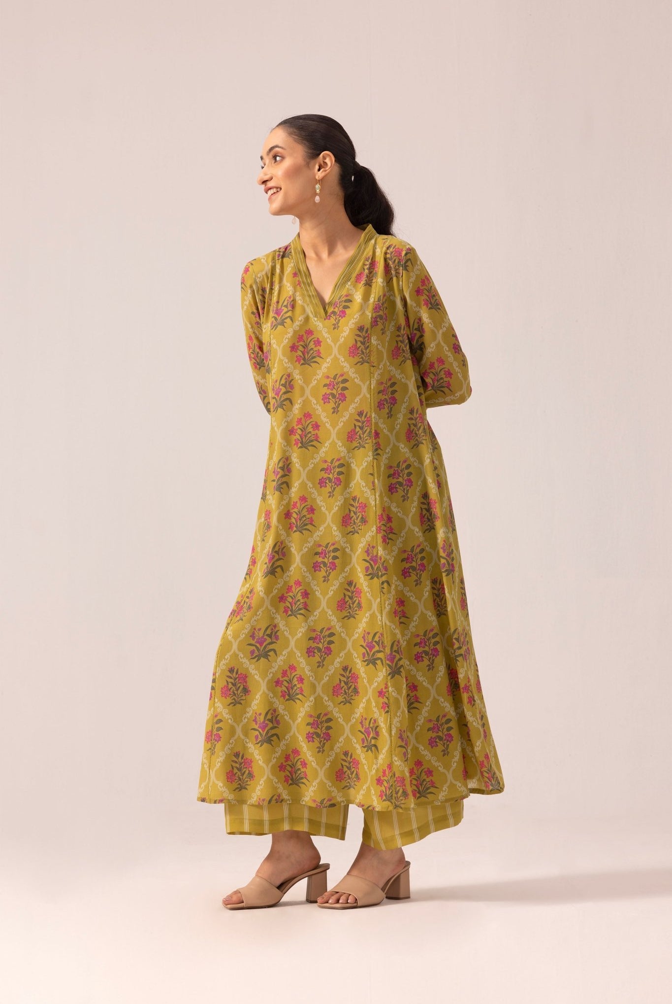 Thea Kurta Pant Set - Olive - CiceroniKurta Set, Everyday WearLabel Shreya Sharma