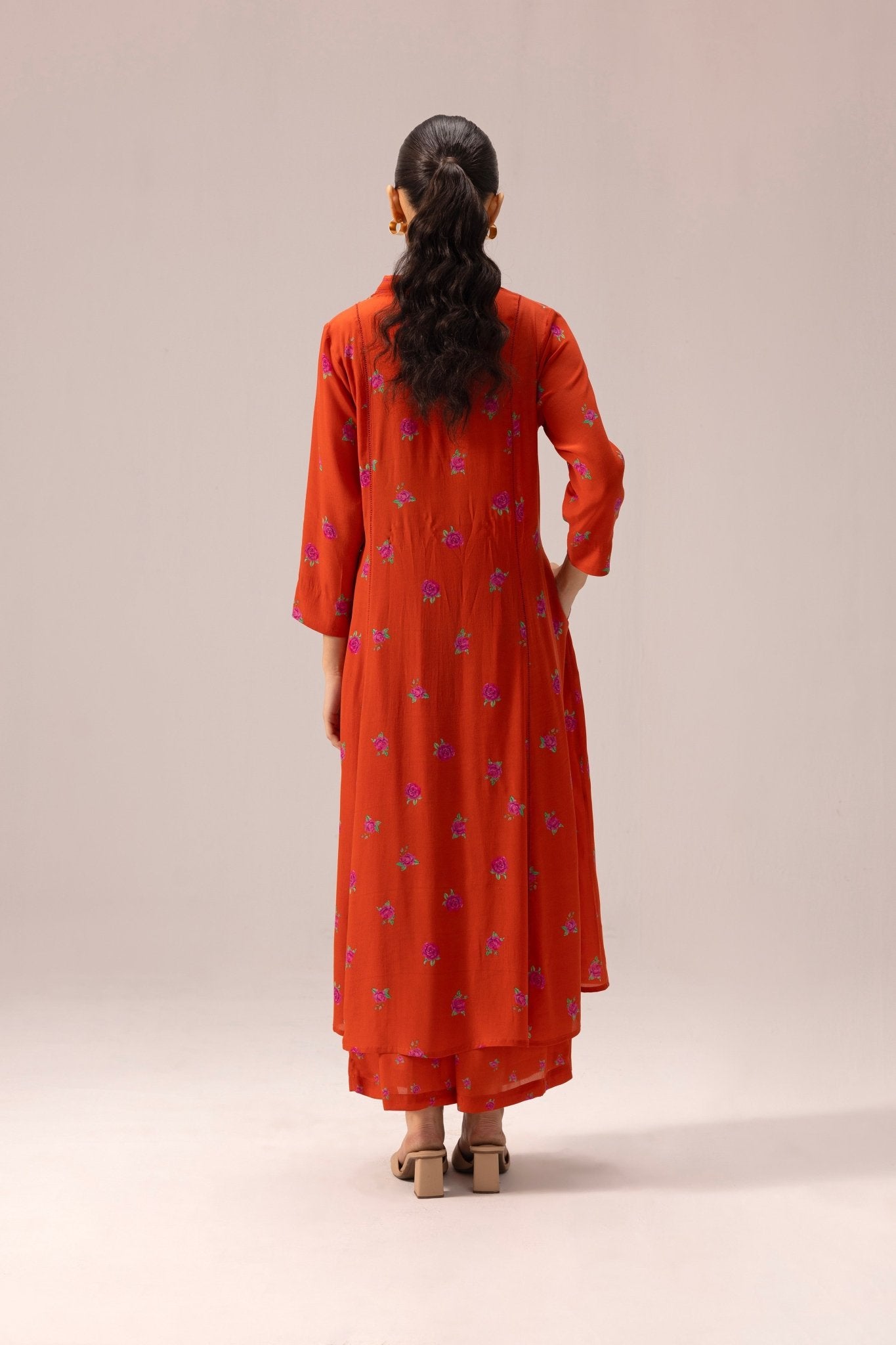 Thea Kurta Pant Set - Orange - CiceroniKurta Set, Everyday WearLabel Shreya Sharma