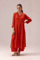 Thea Kurta Pant Set - Orange - CiceroniKurta Set, Everyday WearLabel Shreya Sharma