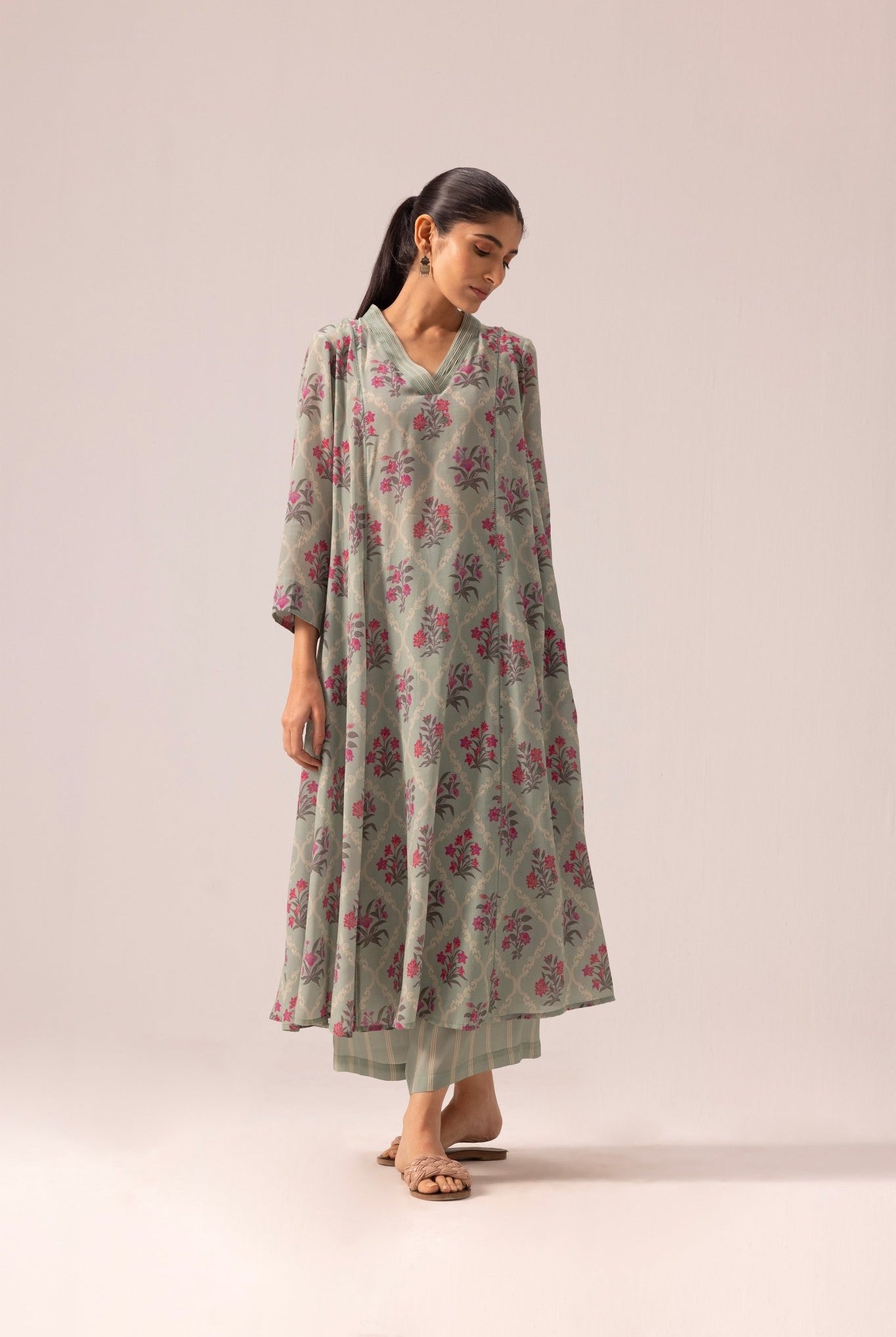 Thea Kurta Pant Set - Sage Green - CiceroniKurta Set, Everyday WearLabel Shreya Sharma