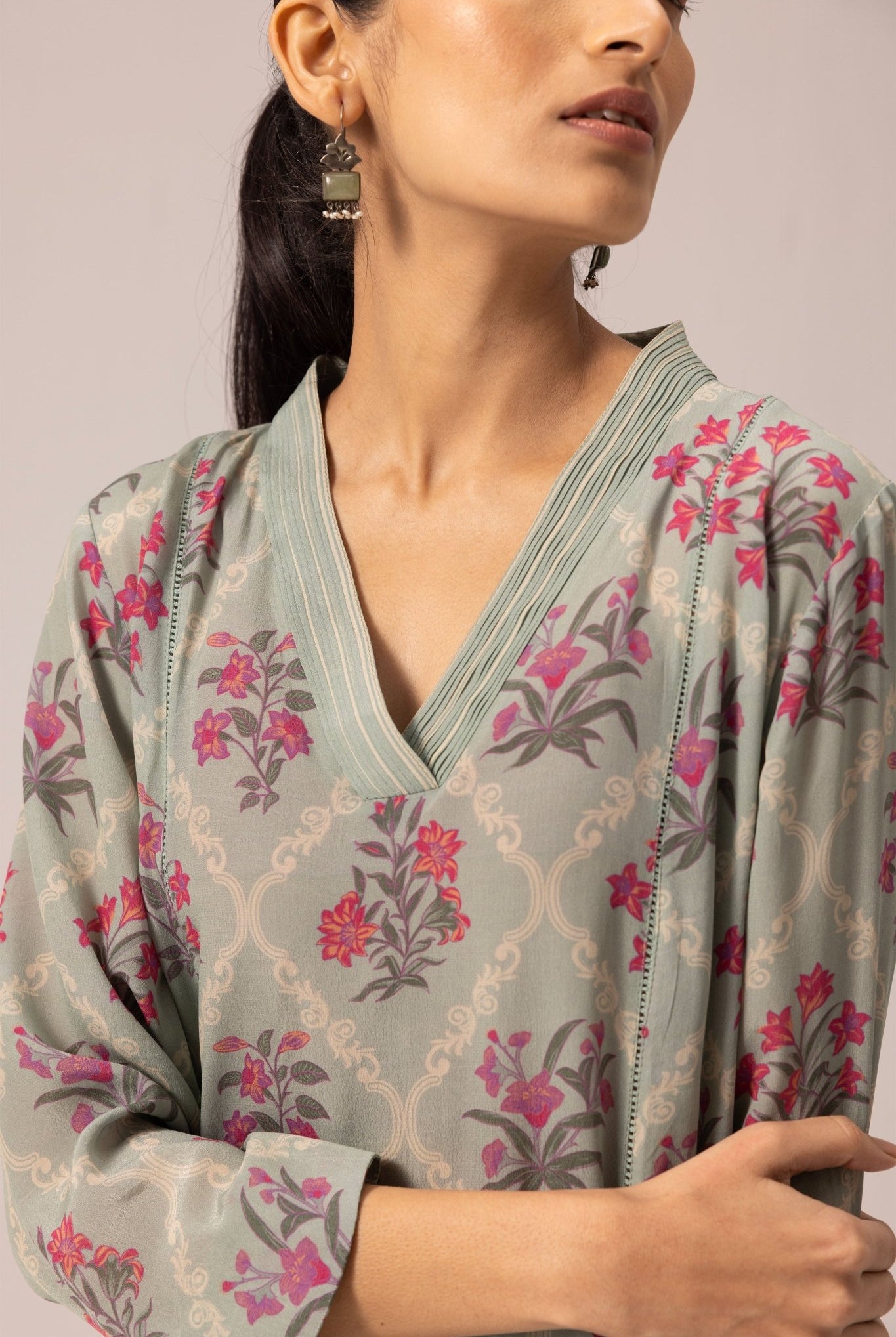 Thea Kurta Pant Set - Sage Green - CiceroniKurta Set, Everyday WearLabel Shreya Sharma