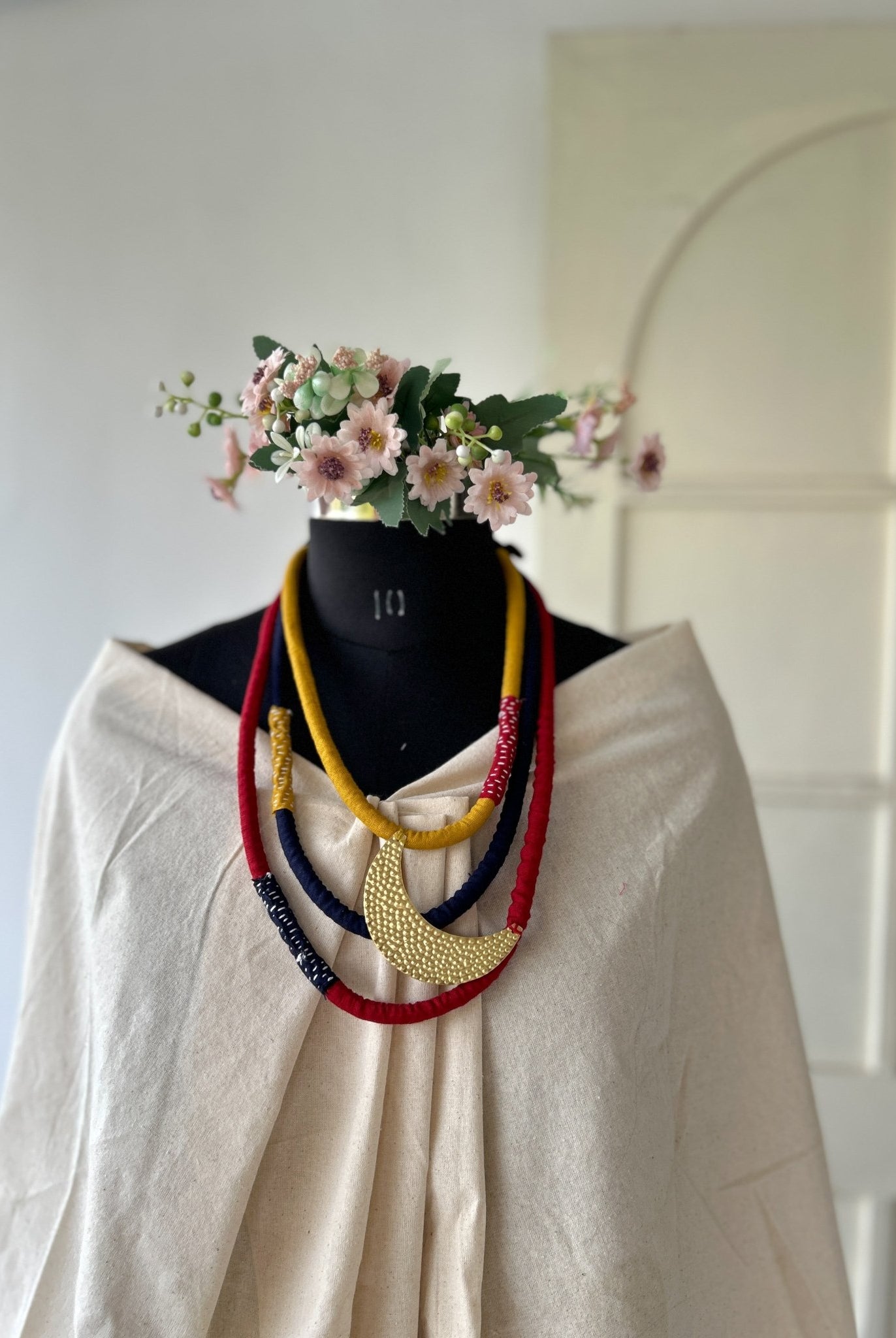 Three Layered Brass Moon Neckpiece - CiceroniNeckpieceBy Nirjari