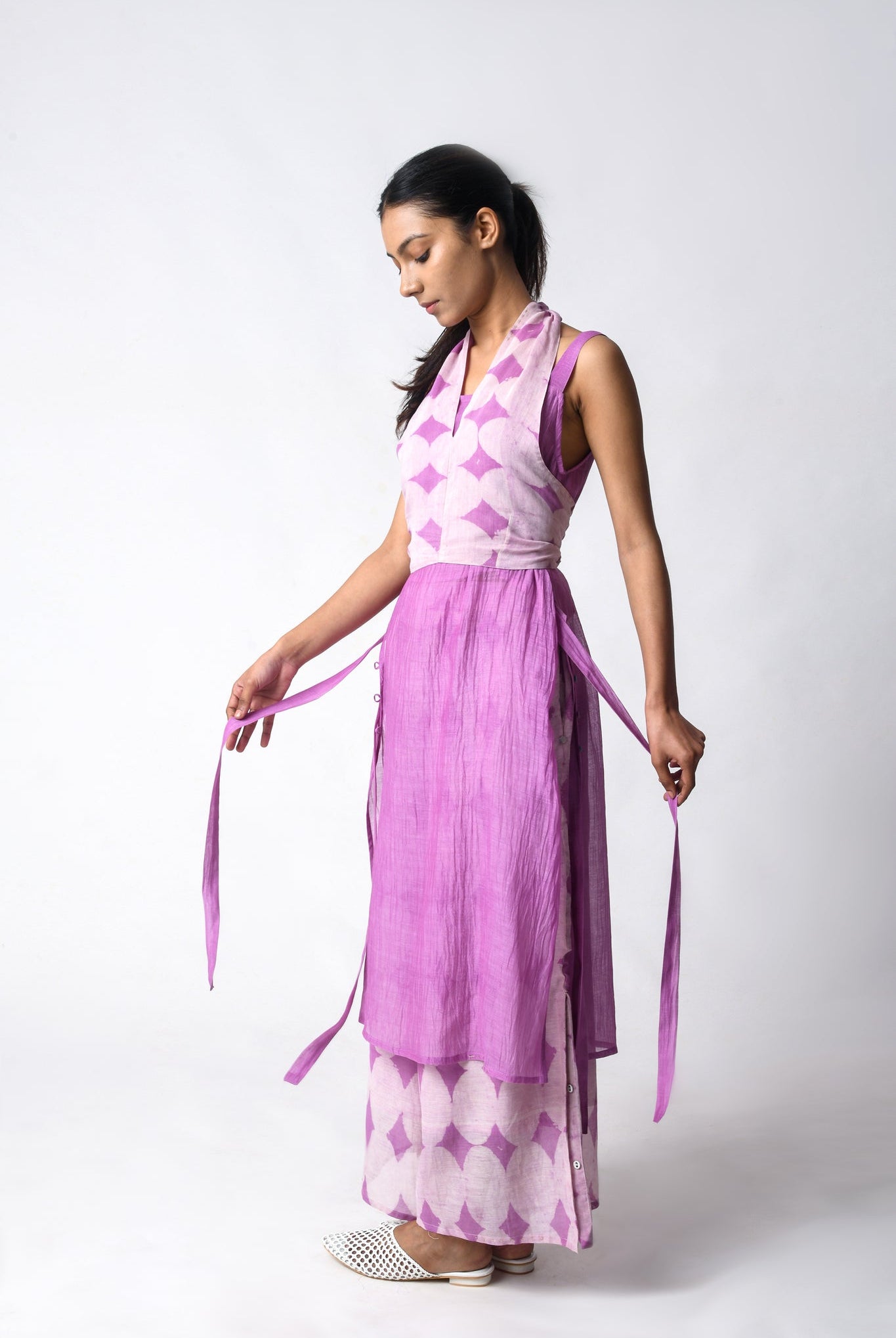 Tie - Wrap Plum Co - ord Set - CiceroniKurta Set, Everyday WearJayati Goenka