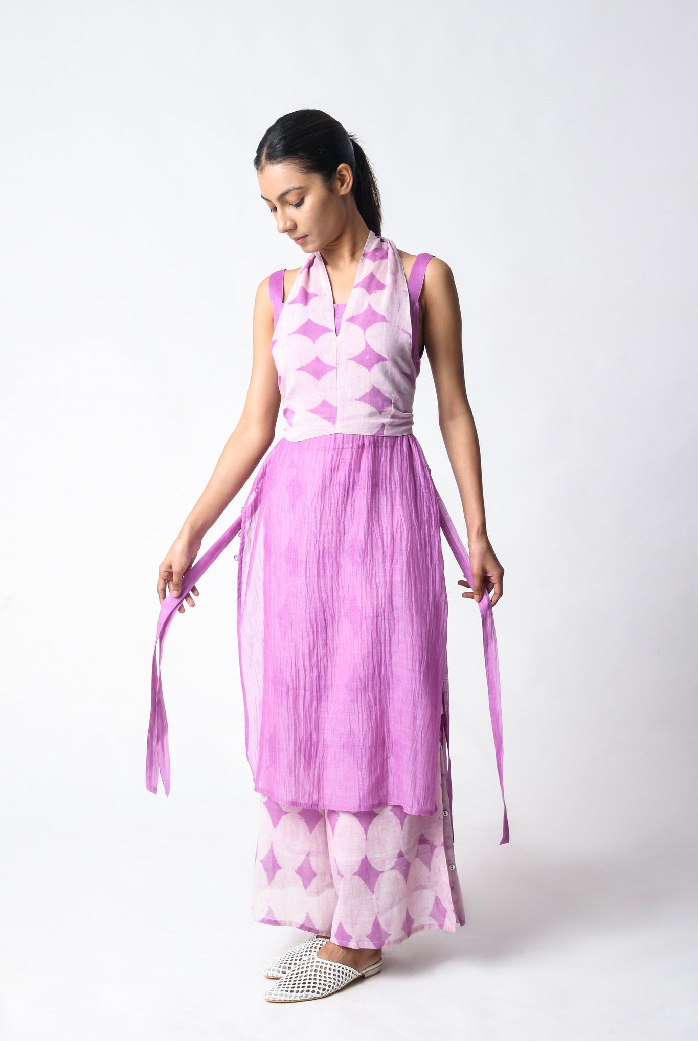 Tie - Wrap Plum Co - ord Set - CiceroniKurta Set, Everyday WearJayati Goenka