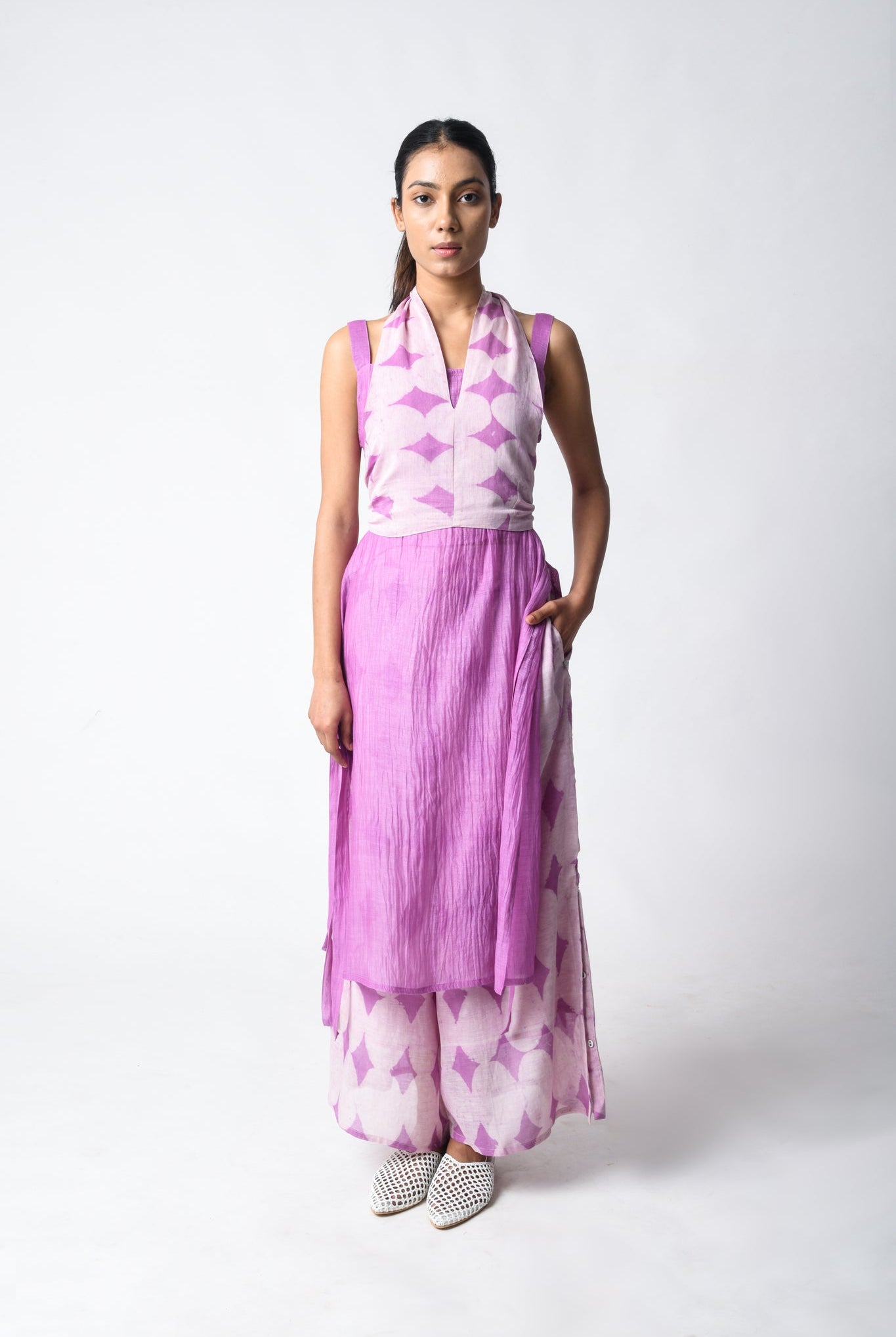 Tie - Wrap Plum Co - ord Set - CiceroniKurta Set, Everyday WearJayati Goenka