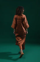 Tissue Kaftan Co - Ord with Pleated Cuff (Set of 2) - Copper - CiceroniKurta Set, Festive WearHiranya