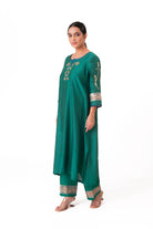 Tissue Patch Work Dupatta Kurta Set - Emerald Green - CiceroniKurta Set, Festive wearBhavik Shah