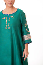 Tissue Patch Work Dupatta Kurta Set - Emerald Green - CiceroniKurta Set, Festive wearBhavik Shah