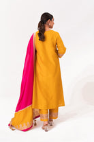 Tissue Patch Work Dupatta Kurta Set - Golden Yellow - CiceroniKurta Set, Festive wearBhavik Shah