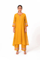 Tissue Patch Work Dupatta Kurta Set - Golden Yellow - CiceroniKurta Set, Festive wearBhavik Shah