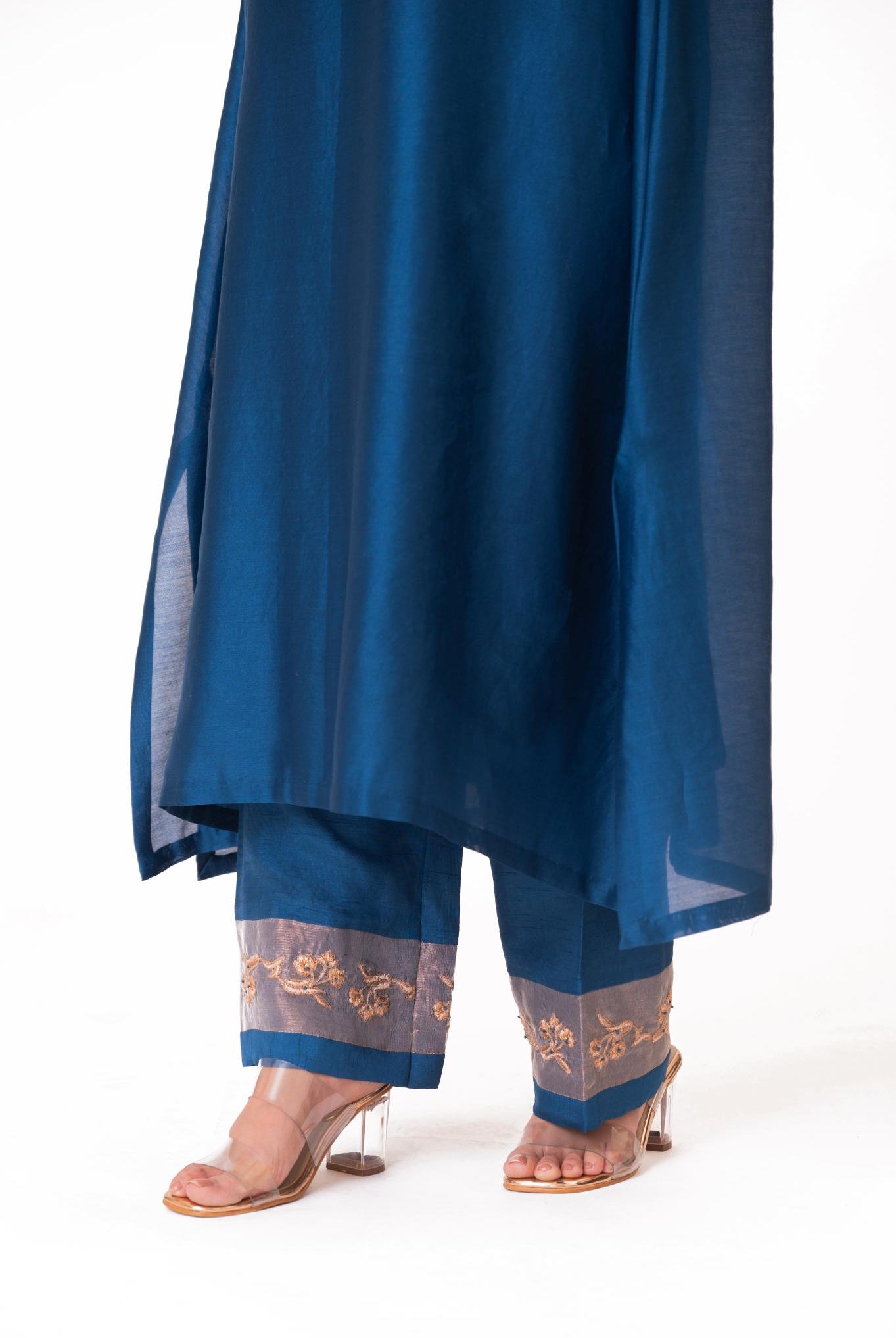 Tissue Patch Work Dupatta Kurta Set - Royal Blue - CiceroniKurta Set, Festive wearBhavik Shah