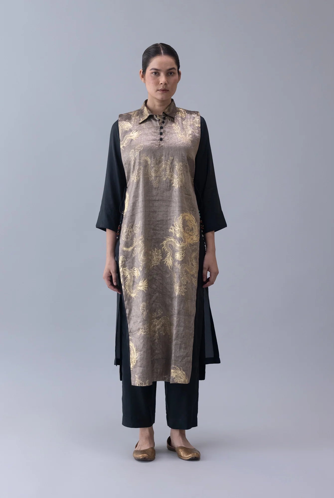 Trinpa Gold Overlay - CiceroniKurtaShades of India