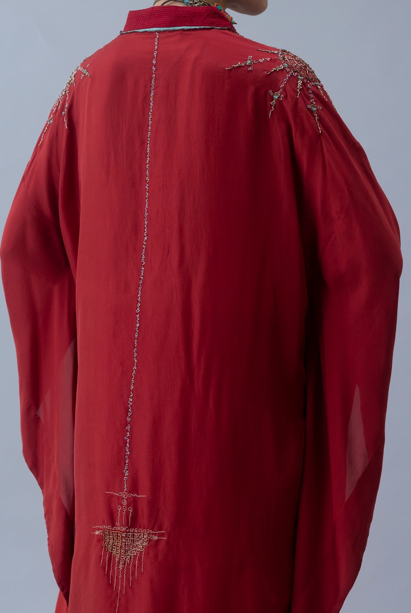 Tshog Deep Red Kaftan - CiceroniKaftanShades of India