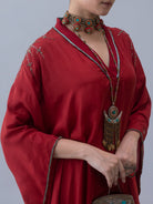 Tshog Deep Red Kaftan - CiceroniKaftanShades of India