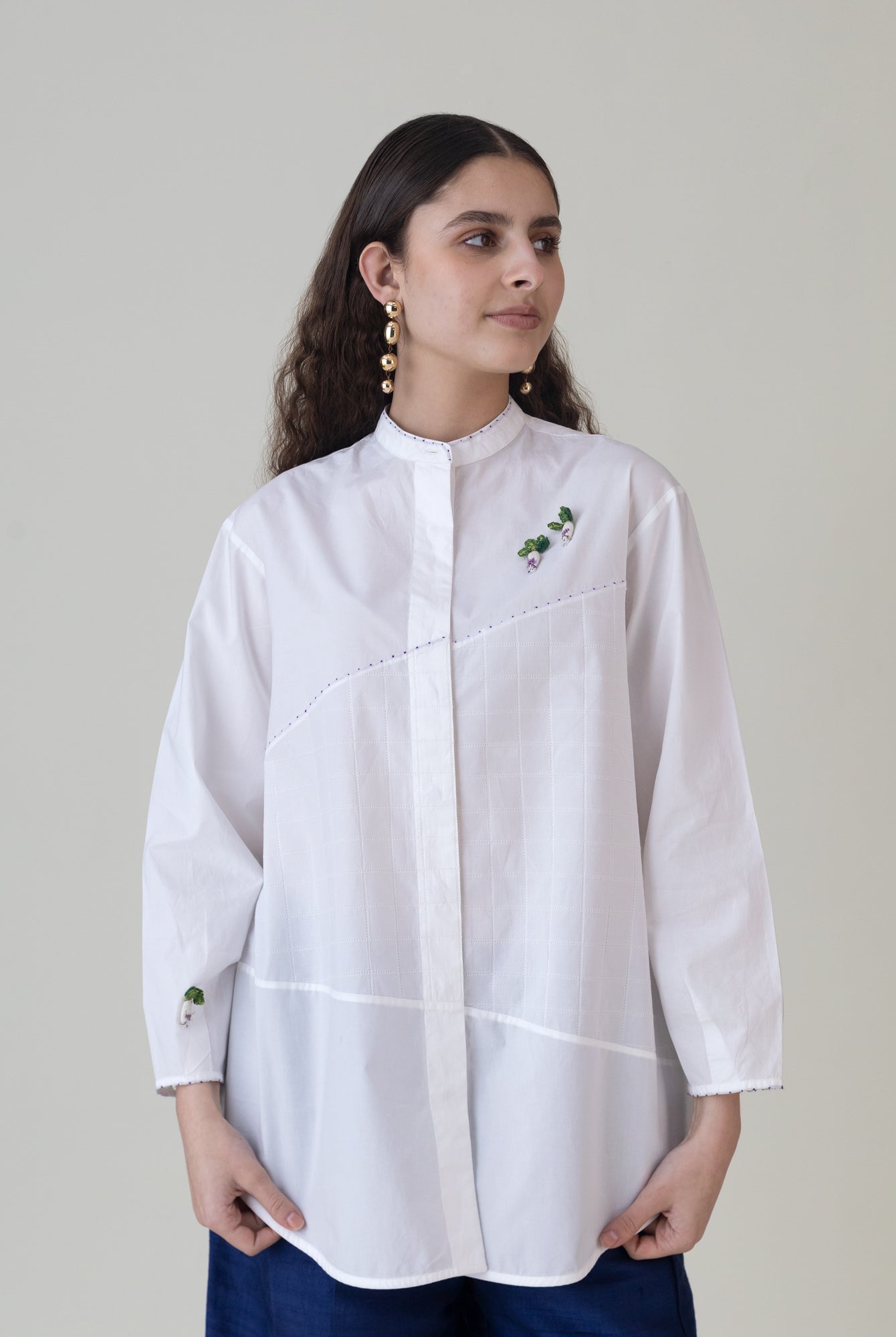 Tsukiyo White Shirt - CiceroniWomen ShirtsShades of India