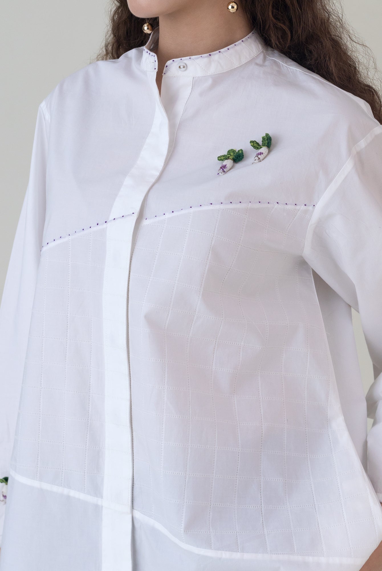 Tsukiyo White Shirt - CiceroniWomen ShirtsShades of India
