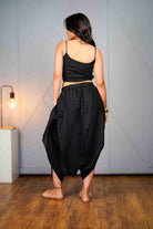 Tula – Black Asymmetric Draped Pant - CiceroniPantsPrathaa